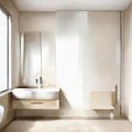 Watercolor of Beige bathroom interior