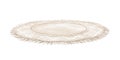 Watercolor beige classic round carpet with fringe on floor