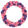 Watercolor berry ellipse ring wreath frame border with copy space. Kidcore cute vintage papercut background. Good for