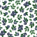 Watercolor berry seamless pattern.
