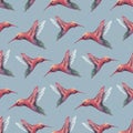 Watercolor birds. Seamless pattern