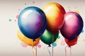 Watercolor birthday balloon background. Generative ai