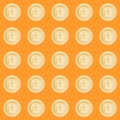 Watercolor bitcoin sign pattern. Virtual money concept. Illustration for design, print or background