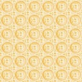 Watercolor bitcoin sign pattern. Virtual money concept. Illustration for design, print or background