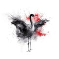 Watercolor black swan. Illustration AI Generative Royalty Free Stock Photo