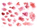 Watercolor bloody red splashes texture background. Hand drawn blood blots drawing vector art. Royalty Free Stock Photo