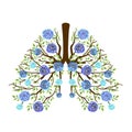 Watercolor Blooming blue roses floral Lungs