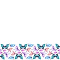 Watercolor blooming butterflies, beautiful background