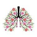 Watercolor Blooming red roses floral Lungs