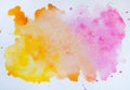 Watercolor blot isolated on white background. Pink and orange wa