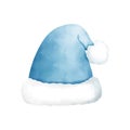 Watercolor blue beanie hat.Cute watercolor christmas accessory