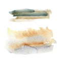 Watercolor blue and beige abstract set in minimalism style. Hand painted beautiful illustration with stains isolated on