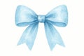 Watercolor blue bow illustration on white background for simple composition and decorative design Royalty Free Stock Photo
