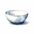 Watercolor Blue Bowl Illustration In The Style Of Dark White And Andrew Hem Royalty Free Stock Photo