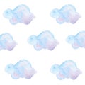 Watercolor blue light clouds background baby pattern