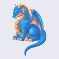 Watercolor Blue Dragon isolated on a white background Royalty Free Stock Photo