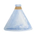 Watercolor blue empty bottle with rope twine Royalty Free Stock Photo