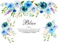 Watercolor Blue floral flower composition wedding