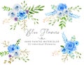 Watercolor Blue floral flower composition wedding Royalty Free Stock Photo
