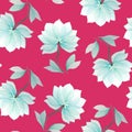 watercolor blue flowers seamless pattern on red background, cute delicate flowers pattern Royalty Free Stock Photo