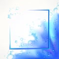 Watercolor blue frame border background with drops