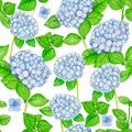 Watercolor blue hydrangea pattern light violet