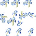 Watercolor blue iris pattern Royalty Free Stock Photo