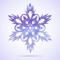 Watercolor blue painted Christmas snowflake