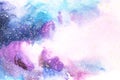 Watercolor blue pink purple stain drips blobs. Abstract watercolour illustration. Royalty Free Stock Photo