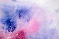 Watercolor blue pink purple stain drips blobs. Abstract watercolour illustration. Royalty Free Stock Photo