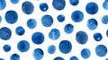 Watercolor blue polka dots. Navy circles