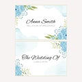 Watercolor blue rose flower bridesmaid greeting card template