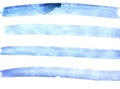 Watercolor Blue Strips Background. Four wide brushy strokes