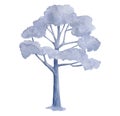 Watercolor blue tree illustration. Hand drawn tall monochrome oak tree isolated on white background. Woodland winter Royalty Free Stock Photo