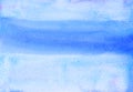 Watercolor blue and white background painting. Stripe on light backdrop, hand painted. Brush strokes on paper Royalty Free Stock Photo