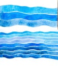 Watercolor blue and white handmade sea background