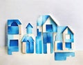 Watercolor of Blue wooden house building block Royalty Free Stock Photo