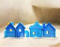 Watercolor of Blue wooden house building block Royalty Free Stock Photo