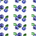 Watercolor bluebarry illustration seamless pattern