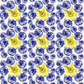 Watercolor blueberries and vanila pattern, background