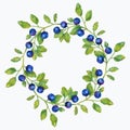 Watercolor Blueberries Wreath