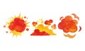 Watercolor Bomb Explosion and Fire Cloud Effect Vector Set Royalty Free Stock Photo