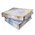 Watercolor books illustration. Hand painted stack of isolated on white background. Royalty Free Stock Photo