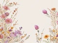 Watercolor border with a dried flower.