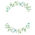 Watercolor Border Greenery Foliage Leaves Leaf Green Frame Wedding Spring Summer Royalty Free Stock Photo