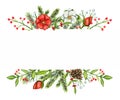 Watercolor borders with Christmas compositions