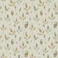 Watercolor botanical seamless pattern with roses, stems and leaves on beige background Royalty Free Stock Photo