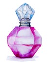 Watercolor bottle with perfume Royalty Free Stock Photo
