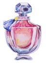 Watercolor bottle with perfume Royalty Free Stock Photo