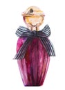 Watercolor bottle with perfume Royalty Free Stock Photo